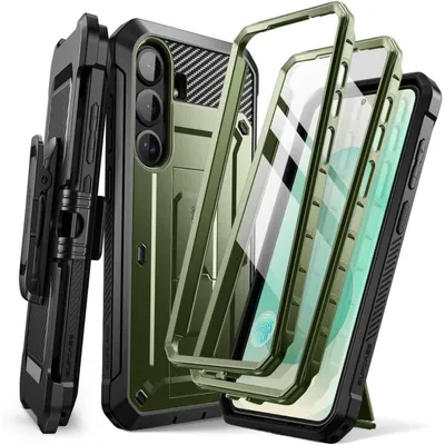 Obrázok produktu pre Puzdro pre Samsung Galaxy S25 so sponou na opasok a stojanom, zelené, 2-dielne