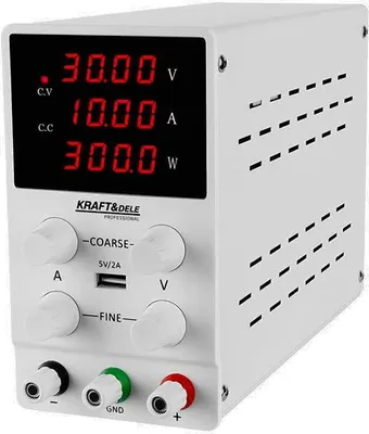 Obrázok produktu pre KRAFT&DELE | Laboratórny napájací zdroj, 0-30V, 10A, s LED displejom, 200-240V, AC, DC Nastaviteľný napájací zdroj, gombík na nastavenie snímača, výstupný spínač