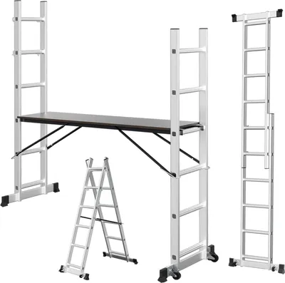 Produktbild von Jayseuw Arbeitsgerüst Baugerüst Arbeitsbühne Leiter Gerüst Stehleiter Multigerüst,Silber