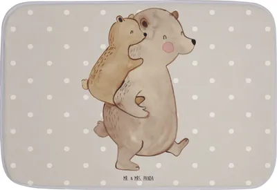 Produktbild von Mr. & Mrs. Panda Badezimmerteppich Papa Bär - Grau Pastell - Geschenk, duschmatte, Badteppich, Badematte, Bruder, Geburtstag, Badvorleger, Vatertag, Vorbild
