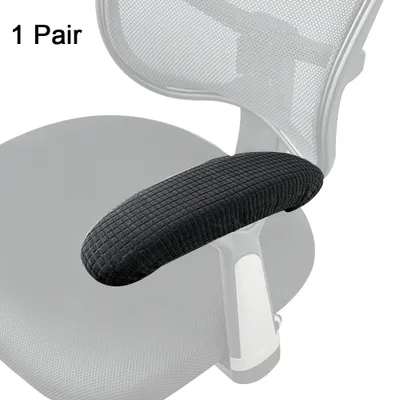 Produktbild von 1 Paar / 2 Stück Polyester, abnehmbar, strapazierfähig, maschinenwaschbar, Bürostuhl-Armlehnen-Schonbezüge, schmutzabweisende, elastische, wasserdichte Computer-Drehstuhl-Armlehnen-Schutzhülle, schwarz
