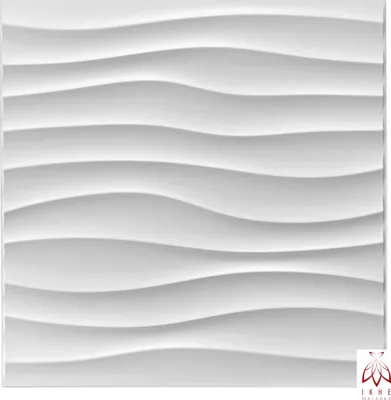 A white 3D wall panel with a wavy pattern.