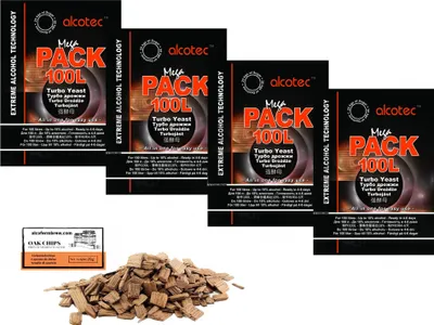 Produktbild von 4 x Alcotec Turbohefe 360g – Mega Pack 100L, Alkohol Brennhefe, Gärhefe, Wodkahefe, Turbo Hefe, Wodka Hefe