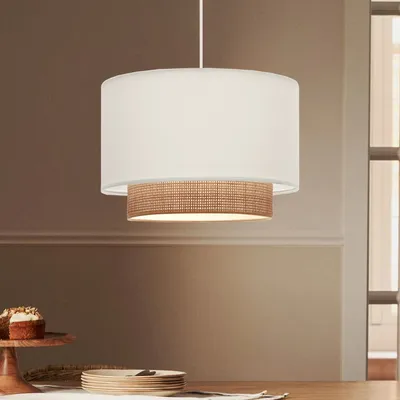 Produktbild von Opviq, Hochwertiger Kronleuchter mit Stoffschirm, Creme, Ø 30 cm, Höhe 70 cm | E27 max. 15 W LED | Elegantes skandinavisches Design für moderne Wohnräume.