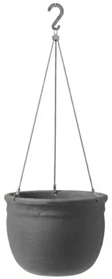 Produktbild von Vasar Blumenampel, Hängeampel frostbeständig, Ø 25 cm, Höhe 19 cm, Kunststoff, dunkelgrau