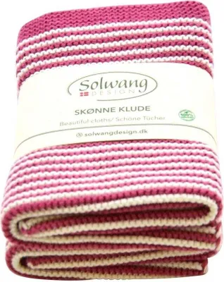 Produktbild von Solwang Wischtücher mit Streifen Bordeaux Rot / Natur 2er Set Tücher Wischlappen