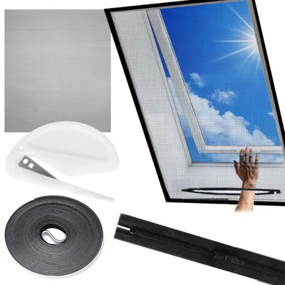 Obrázek produktu pro Vilde | Síť proti hmyzu do střešního okna 120x140 cm - černá - moskytiéra se zipem - bez vrtání