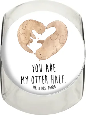 Produktbild von Mr. & Mrs. Panda Kaffeedose Otter Herz XL 2000ml - Weiß - Geschenk, Teedose, Hochzeitstag, Liebe, aufbewahrungsglas, Vorratsglas, Seeotter, Vorratsdose, Bonboniere