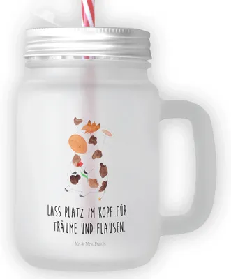 Produktbild von Mr. & Mrs. Panda Cocktailglas Kuh - Transparent - Geschenk, Glas, Mason Jar, Träume, Mit Schraubverschluss, Für Smoothies, deckel, Kühe, Hof, Bauernhof, Motivtion