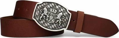 Produktbild von FRONHOFER Trachtengürtel mit Bayernschnalle, Wappen und Löwen