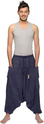 Produktbild von Haremshose "Singharaja" Freizeit Pumphose Aladinhose Pluderhose Yoga Goa Sarouel Herren, blau