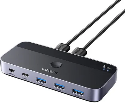 Image de Ugreen CM662 Commutateur USB 3.0 2-en-4 + 2x câble USB-A - noir
