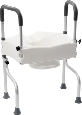 Zdjęcie produktu dla Podwyższenie do sedesa dla seniorów - 3 w 1: podwyższone WC z podłokietnikami - regulowana wysokość 44–54 cm - stabilna konstrukcja, udźwig do 150 kg - kolor biały