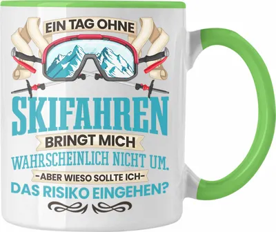 Produktbild von Trendation - Ski Tasse Geschenk für Skifahrer Skilehrer Lustiger Spruch Geschenkidee (Grün)