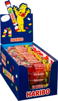 Produktbild von Haribo Roulette Fruchtgummi Geschmack Rolle 25g 50er Display