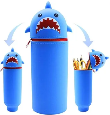Produktbild von Blaues Silikon Hai Etui 2in1 für Schüler