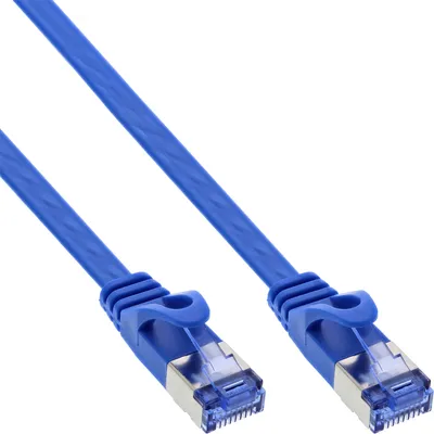 Image de InLine® 71805B Câble patch plat, U/FTP, Cat.6A, bleu, 5m