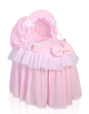 Produktbild von Stubenwagen für Puppen Puppenwagen aus Weide Rosa Little Princess