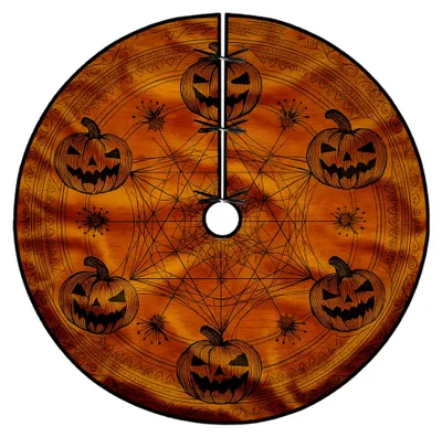 Produktbild von Kürbis-Baumrock für Halloween, festliches Spinnennetz, orange, für Innen- und Außenbereich, 152,4 cm