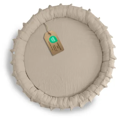 Productafbeelding van Vloerkussen lichtbeige met ruches - zitkussen voor kinderen van mousseline