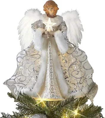 A Christmas tree topper angel with a star.