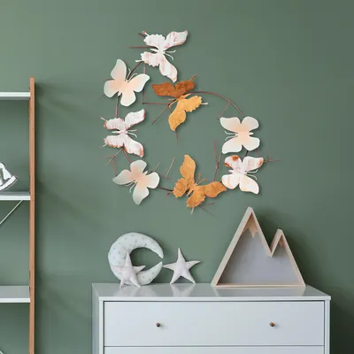 Immagine prodotto di Wallity, Farfalle - 3, Accessorio decorativo da parete in metallo, 100 % METALLO, Multicolore, 80 x 4 x 80 cm