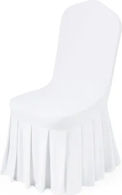 Immagine prodotto di 30 coprisedie bianche, coprisedie in poliestere Spandex, coprisedie elasticizzate per banchetti nuziali, coprisedie con parte anteriore piatta, adatte a sedie di dimensioni fino a 51 x 45 x 95 cm
