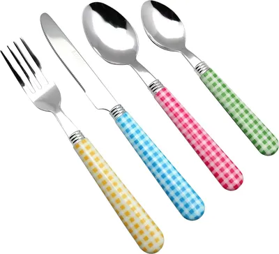 Produktbild von Famanu Besteckset 24-teilig mit bunten Griffen - Für 6 Personen