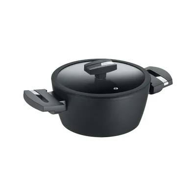 Produktbild von Kochtopf mit Glasdeckel 20 oder 24 cm, Aluminium, schwarz - Balance® Induction Enduro