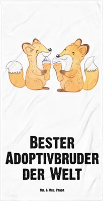 Produktbild von Mr. & Mrs. Panda Handtuch Fuchs Bester Adoptivbruder der Welt - Weiß - Geschenk, Frotteehandtuch, Schwester, Großes Badehandtuch, Familie, Badelaken, Sohn, Strandlaken