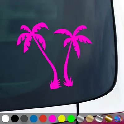 Produktbild von PantherPixel Reisen Aufkleber Insel Camping Strand Urlaub Palmen Sticker Auto Geschenkidee Farbe Neon-Pink