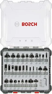 Immagine prodotto di Fresa per legno Set da 30 pezzi, gambo da 6 mm, carburo, per legno tenero/duro/composito, BOSCH