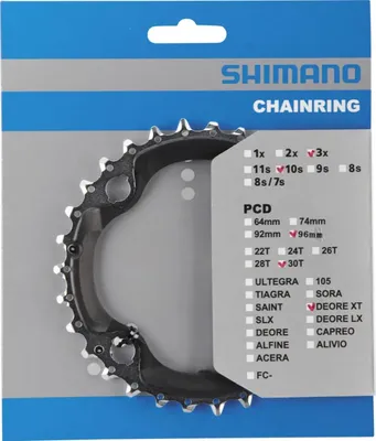 Produktbild von SHIMANO Kettenblatt "XT FC-M782" 4-Arm, 96/64 mm Lochkreis, 3-/10-fach, SB-verpackt 30 Z. AN