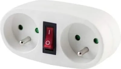 Image de Multiprise CHACON 2 Prises 16A, Avec Interrupteur, Blanc