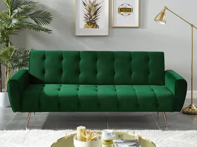 Produktbild von Schlafsofa Klappsofa 3-Sitzer - Samt - Tannengrün - POLANI