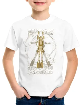 Produktbild von style3 Vitruvianischer Taucher Kinder T-Shirt froschmann scuba schnorcheln