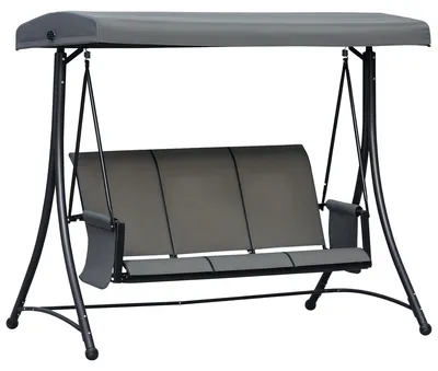 Produktbild von Outsunny 3-Sitzer Hollywoodschaukel Gartenschaukel mit Sonnendach Aluminium