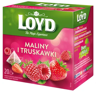 Zdjęcie produktu dla Herbatka owocowa LOYD Malina i Truskawka 20 torebek