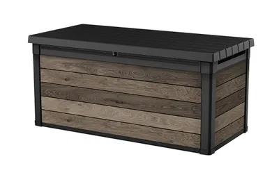 Produktbild von Keter Signature Aufbewahrungsbox 570L Walnuss - Gartenbox mit Sitzfunktion & Holzoptik