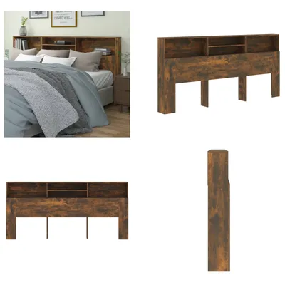 Obrázek produktu pro vidaXL Čelo postele s policemi, kouřový dub 220x19x103,5 cm - Čelní šatní skříň - Čelní šatní skříně - Šatní skříň do postele - Šatní skříň do ložnice