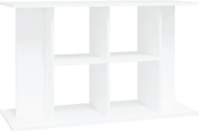 A white, multi-compartment aquarium stand.