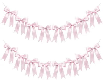 2 rosa Satin-Schleifen, Wimpelgirlanden für Feste, Mädchenzimmer-Deko