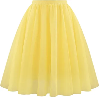 Produktbild von ASKSA Damen Tuellrock 50Er Rock Retro Ballet Tanzrock 3 Lagig Tuetue Rockabilly Unterrock Tanzkleid Abendkleid Zubehoer Karneval Tutu,Gelb,XXL
