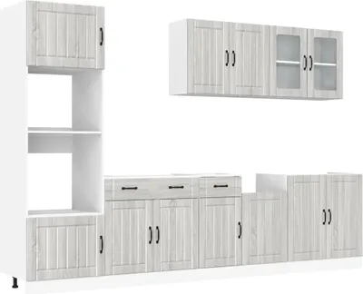 Produktbild von 7-tlg. Küchenschrank-Set Kalmar Grau Sonoma Holzwerkstoff