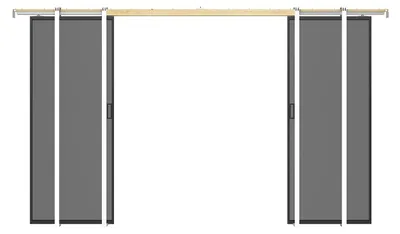 Produktbild von Versenkbare Doppelschiebetür - Aluminium und geräuchertes gehärtetes Glas - 2 x H 205 x B 83 cm - LINCI II