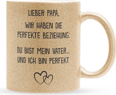 Produktbild von 22Feels Glitzertasse Gold Papa Geschenk Vatertag Vater Geburtstag Kaffeetasse Männer Weihnachten Haferl Geschenkidee Bürotasse