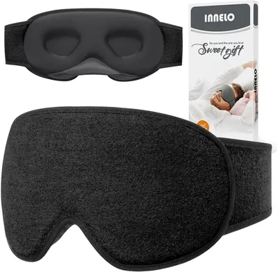 Productafbeelding van Slaapmasker voor zijslapers, 3D oogmasker, gehoorbescherming, klittenbandsluiting, zwart, voor reizen