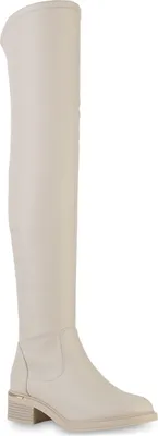 Produktbild von VAN HILL Damen Leicht Gefütterte Overknees Stiefel Schuhe 840778, Farbe: Beige, Größe: 41