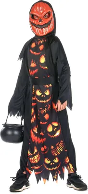 Produktbild von Kürbiskostüm für Kinder Halloweenkostüm schwarz-orange - 110-122 (4-6 Jahre)