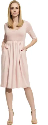 Produktbild von Damen Mittellanges Kleid Dress mit Raffungen; Puderrosa M (38)